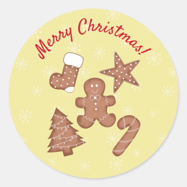 Pegatina Redonda Corte Gingerbread personalizado texto (Anverso)