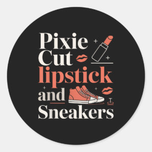 Pegatina Redonda Corte pixie labial y zapatillas estilo de pelo cor