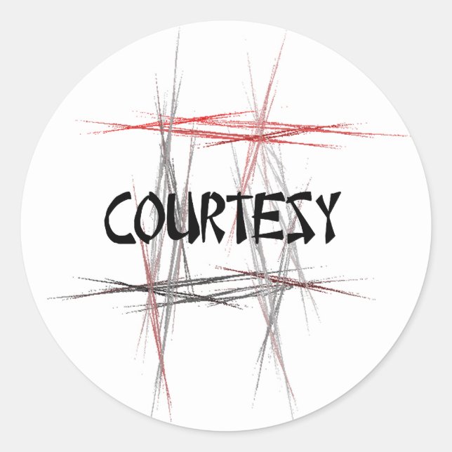 Pegatina Redonda Cortesía de artes marciales (Anverso)