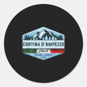 Pegatina Redonda Cortina d ampezzo vintage italia italy esquí esquí