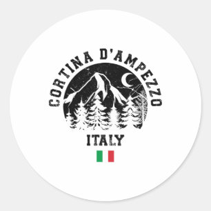 Pegatina Redonda Cortina D'ampezzo Estación de esquí alpino de los 
