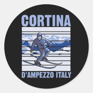 Pegatina Redonda Cortina D'ampezzo Italia Esquí