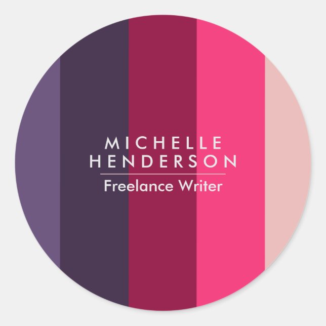 Pegatina Redonda Corto Colorblock Gradiente Stripes (Anverso)