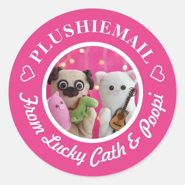 Pegatina Redonda Corto personalizado personalizado y profundo corre (Anverso)