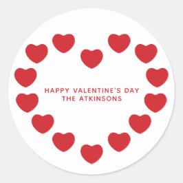 Pegatina Redonda Cortos corazones rojos El día de San Valentín pers