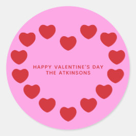 Pegatina Redonda Cortos corazones rojos modernos El día de San Vale