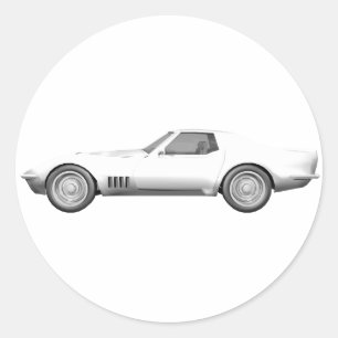 Pegatina Redonda Corvette 1970: Fin blanco
