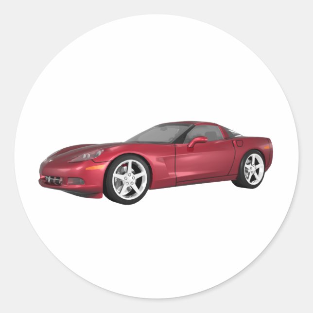 Pegatina Redonda Corvette 2008: Coche deportivo: Candy Apple Finish (Anverso)