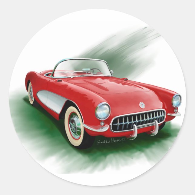 Pegatina Redonda Corvette en 1957 (Anverso)