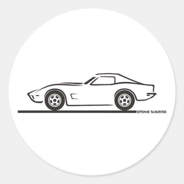 Pegatina Redonda Corvette en 1973 (Anverso)