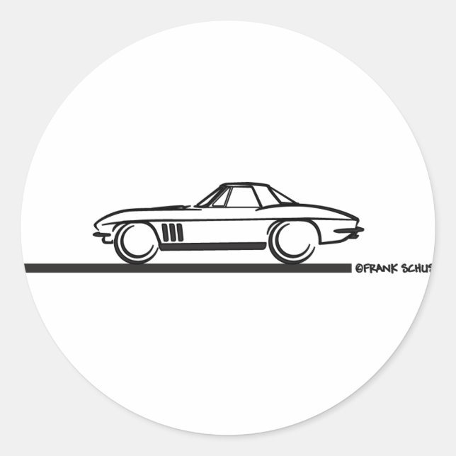 Pegatina Redonda Corvette Stingray Hardtop BLK 1965 (Anverso)