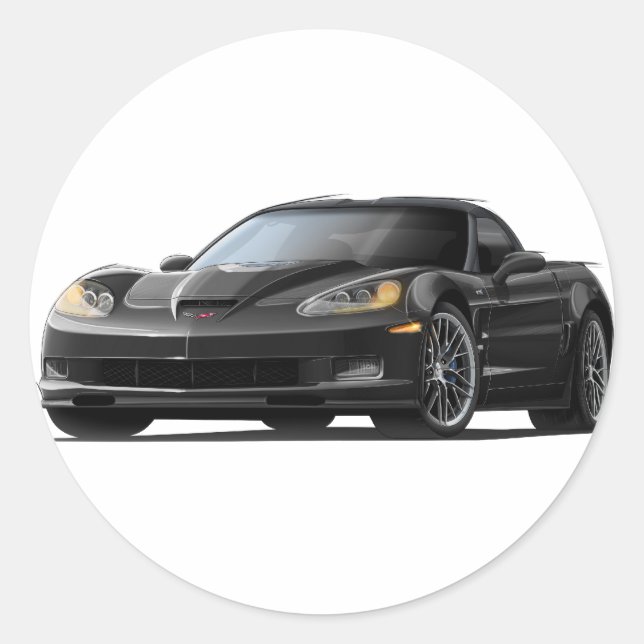 Pegatina Redonda Corvette ZR1 Black Car (Anverso)
