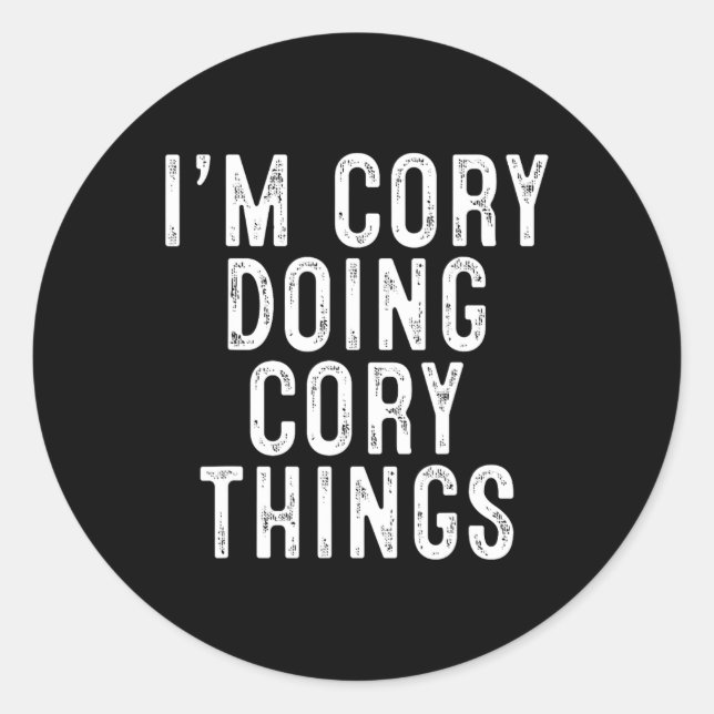Pegatina Redonda Cory Doing Cory Things Funny Birthday Christma (Anverso)