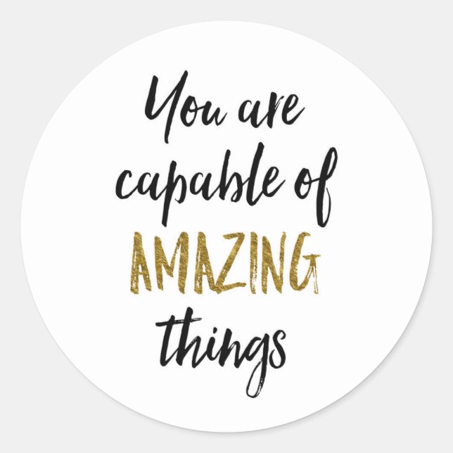 Pegatina Redonda Cosas asombrosas Cita Motivacional (Anverso)