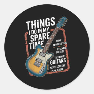 Pegatina Redonda Cosas de guitarra que hago en mi tiempo libre dive