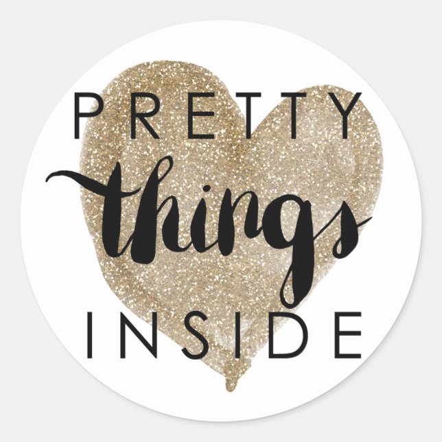 Pegatina Redonda Cosas de Happy Mail Gold Heart (Anverso)