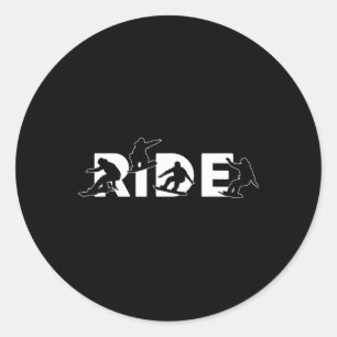 Pegatina Redonda Cosas de snowboard Regalos de Snowboard Hombres Mu
