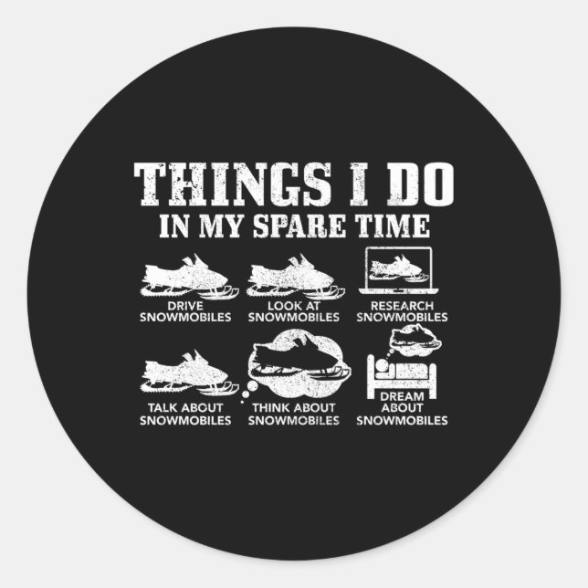 Pegatina Redonda Cosas De Snowmobile Hacen En Mi Tiempo De Retiro D (Anverso)