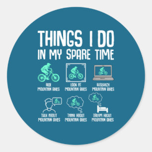 Pegatina Redonda Cosas de Spare Time Mountain Bike