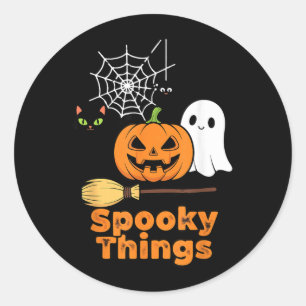 Pegatina Redonda Cosas espeluznantes calabaza de Halloween fantasma