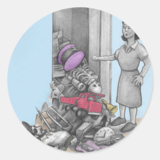 Pegatina Redonda Cosas femeninas se caen del color de la escala de 