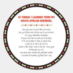 Pegatina Redonda Cosas Graciosas Que Aprendí De Boerboel Sudafrica