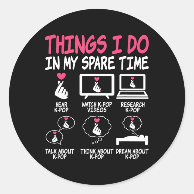 Pegatina Redonda Cosas Que Hago En Mi Tiempo De Reserva Música Kpop (Anverso)