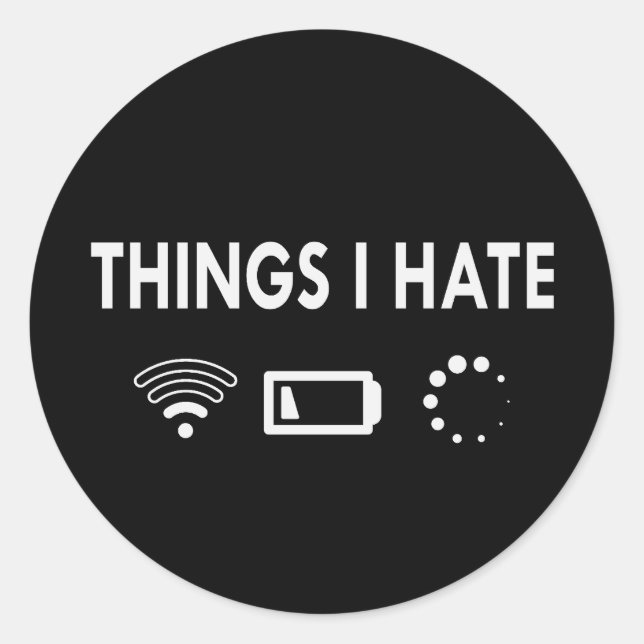 Pegatina Redonda Cosas que odio (Anverso)