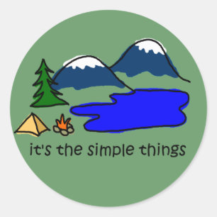 Pegatina Redonda Cosas simples - Camping