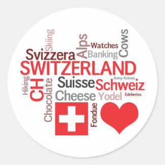 Pegatina Redonda Cosas suizas preferidas - amor Suiza de I