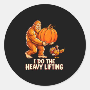 Pegatina Redonda Cosecha de calabaza Bigfoot día de acción de graci