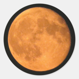 Pegatina Redonda Cosecha de Naranja de la Luna Llena o Halloween