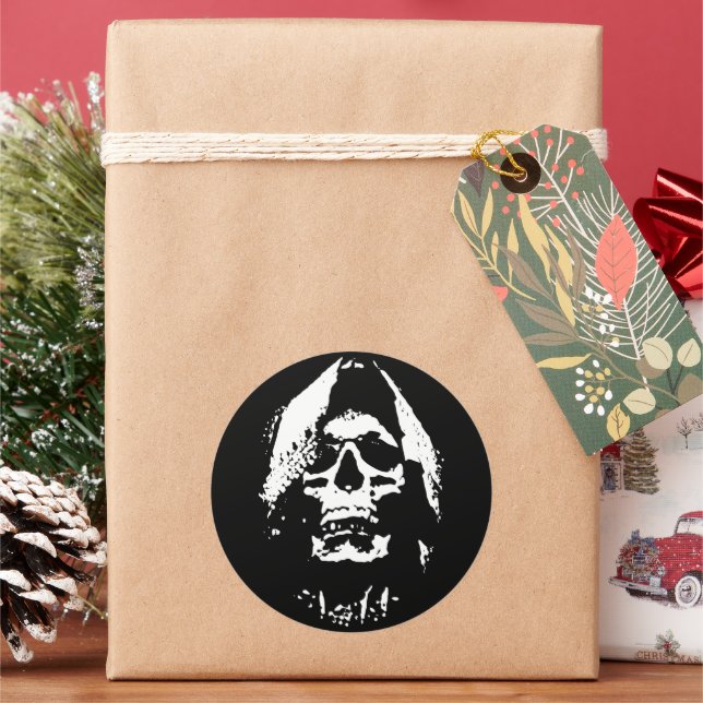 Pegatina Redonda Cosechadora de almas: el miedo encarnado (Vacaciones)