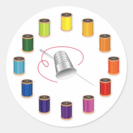 Pegatina Redonda Coser, espesor, aguja y hilo