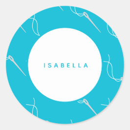 Pegatina Redonda coser y dibujar nombre personalizado
