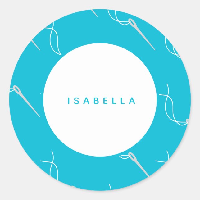 Pegatina Redonda coser y dibujar nombre personalizado (Anverso)