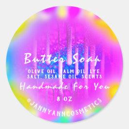 Pegatina Redonda Cosmética de jabón de mantequilla. Terapia de colo