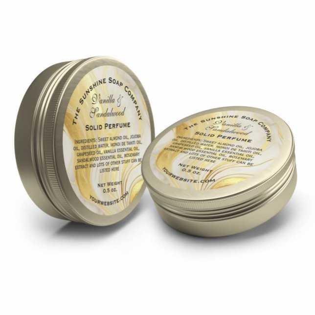 Pegatina Redonda Cosmética de jabón de mármol blanco y falso dorado (Subido por el creador)