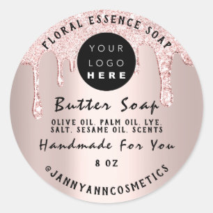 Pegatina Redonda Cosméticos de jabón de mantequilla con goteo hecho