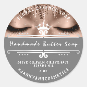 Pegatina Redonda Cosméticos de jabón de mantequilla Gray Royal Prin
