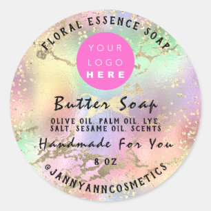 Pegatina Redonda Cosméticos de jabón de mantequilla Holografía hech