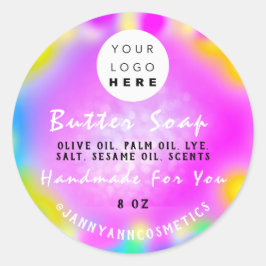 Pegatina Redonda Cosméticos de jabón de mantequilla Holograma maqui