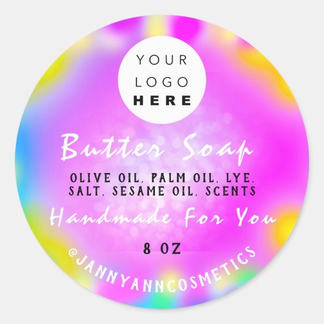 Pegatina Redonda Cosméticos de jabón de mantequilla Holograma maqui (Anverso)