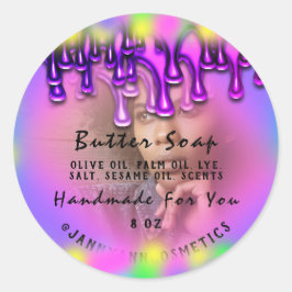 Pegatina Redonda Cosméticos de jabón de mantequilla para Holografía