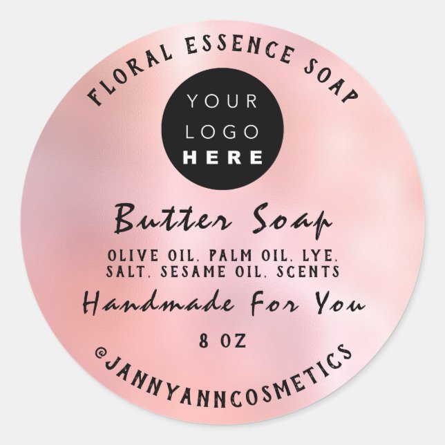 Pegatina Redonda Cosméticos de jabón de mantequilla para Rosa a man (Anverso)