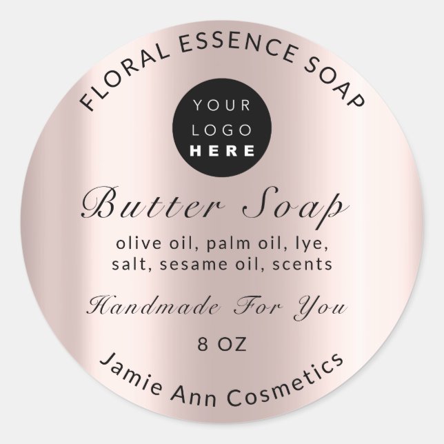 Pegatina Redonda Cosméticos de jabón de mantequilla Producto Logoti (Anverso)