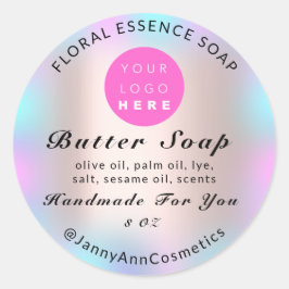 Pegatina Redonda Cosméticos de jabón de mantequilla Producto Logoti
