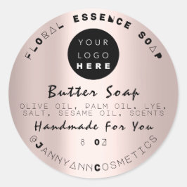Pegatina Redonda Cosméticos de jabón de mantequilla Rosa social úni