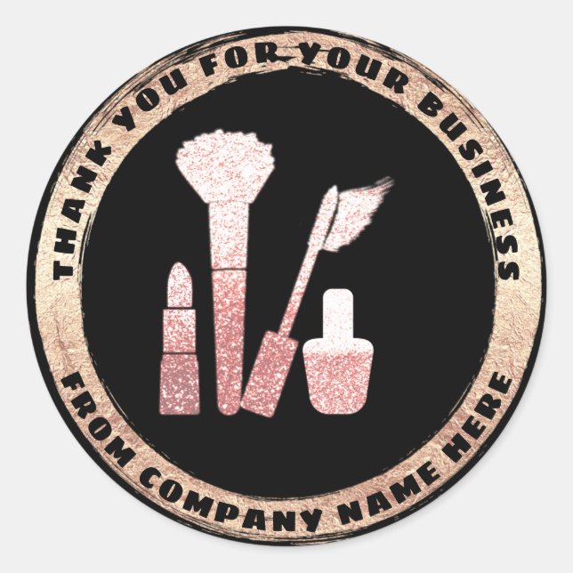 Pegatina Redonda Cosméticos de maquillaje en línea de logotipo Grac (Anverso)