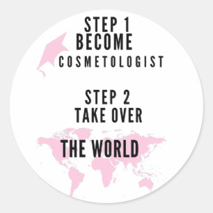 Pegatina Redonda Cosmetologista Graduado de la Escuela de Cosmetolo